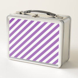 Diagonal purple and white stripes pattern metall brotdose