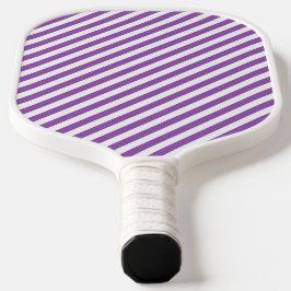 Diagonal purple and white stripes pattern pickleball schläger