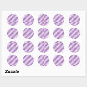 Diagonal purple and white stripes pattern runder aufkleber (Blatt)