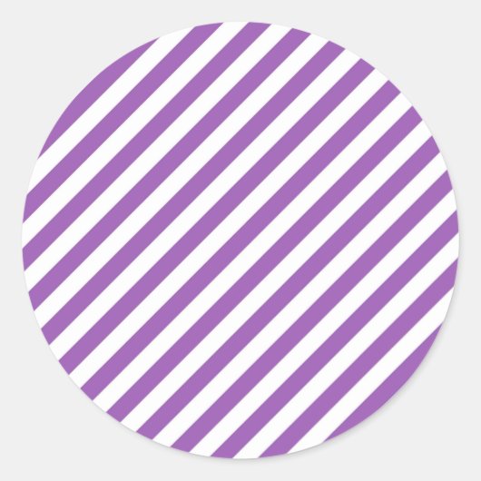 Diagonal purple and white stripes pattern runder aufkleber (Vorderseite)