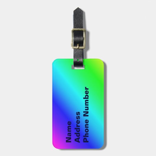 Diagonal Rainbow Gradient Blue to Green Gepäckanhänger (Vorderseite vertikal)