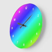 Diagonal Rainbow Gradient Blue to Green Große Wanduhr (Winkel)