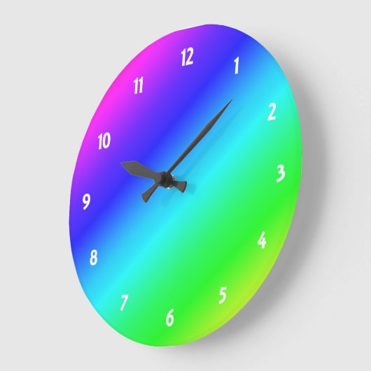 Diagonal Rainbow Gradient Blue to Green Große Wanduhr (Winkel)
