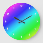 Diagonal Rainbow Gradient Blue to Green Große Wanduhr (Vorderseite)