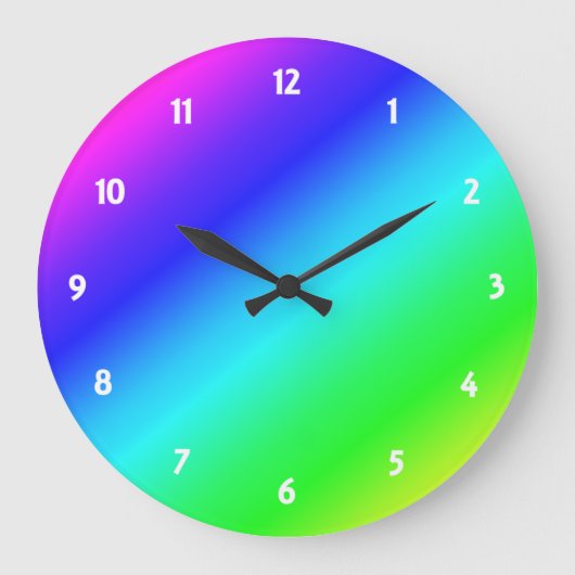 Diagonal Rainbow Gradient Blue to Green Große Wanduhr (Vorderseite)