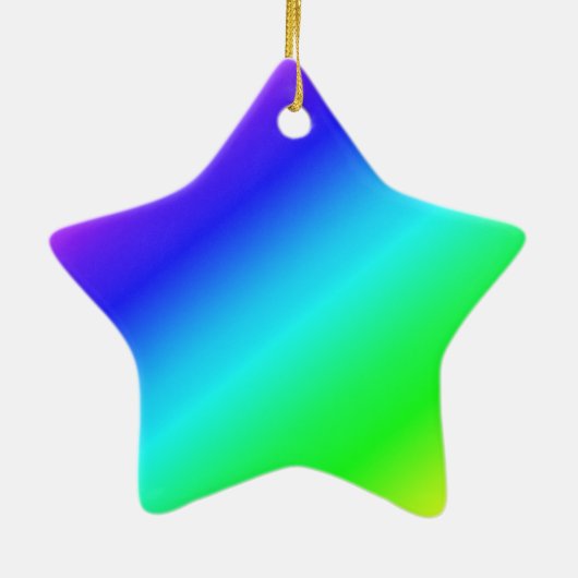 Diagonal Rainbow Gradient Blue to Green Keramik Ornament (Hinten)