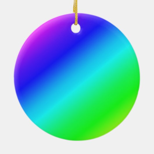 Diagonal Rainbow Gradient Blue to Green Keramikornament (Hinten)