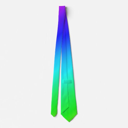Diagonal Rainbow Gradient Blue to Green Krawatte (Rückseite)