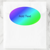 Diagonal Rainbow Gradient Blue to Green Ovaler Aufkleber (Tasche)