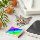 Diagonal Rainbow Gradient Blue to Green Schlüsselanhänger (Seite)