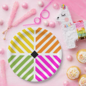 Diagonal Rainbow Stripes Party Pappteller (Party)