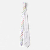 Diagonal Rainbow Thin Stripe White Krawatte (Rückseite)