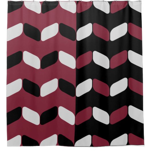 Diagonal Rectangle Black Maroon Duschvorhang (Vorderseite)