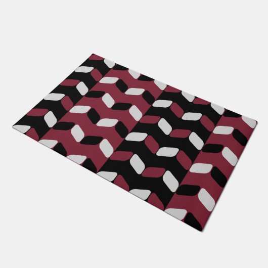 Diagonal Rectangle Black Maroon Fußmatte (Schrägansicht)