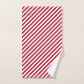 Diagonal red and white stripes pattern badhandtuch set (Handtuch)