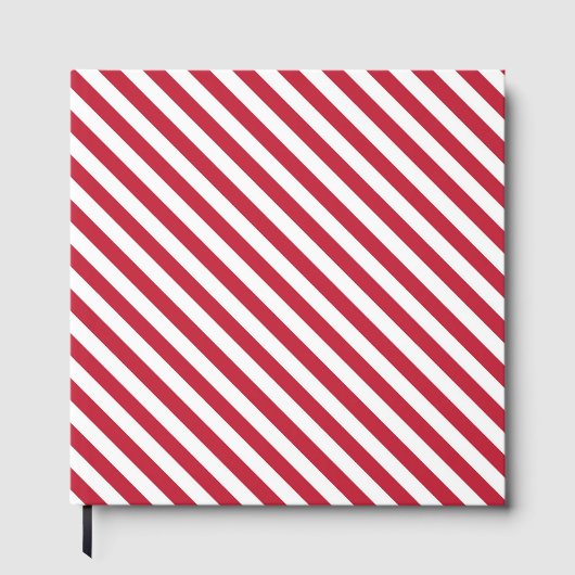Diagonal red and white stripes pattern gästebuch (Vorderseite)