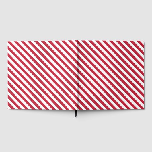 Diagonal red and white stripes pattern gästebuch (Voll)