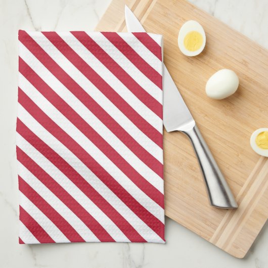 Diagonal red and white stripes pattern geschirrtuch (Viertel Falte)