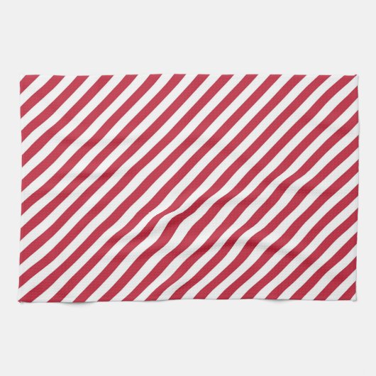 Diagonal red and white stripes pattern geschirrtuch (Horizontal)