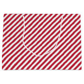 Diagonal red and white stripes pattern große geschenktüte (Vorderseite)