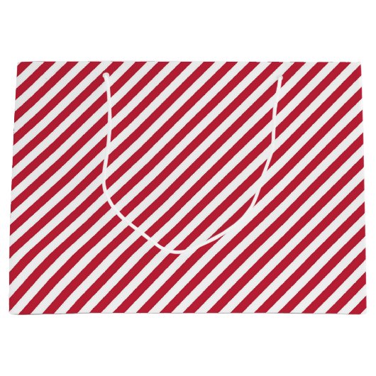 Diagonal red and white stripes pattern große geschenktüte (Vorderseite)