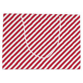 Diagonal red and white stripes pattern große geschenktüte (Rückseite)