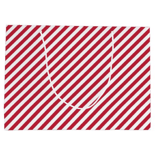 Diagonal red and white stripes pattern große geschenktüte (Rückseite)