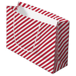 Diagonal red and white stripes pattern große geschenktüte