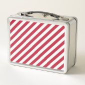 Diagonal red and white stripes pattern metall brotdose (Rückseite)
