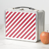 Diagonal red and white stripes pattern metall brotdose (Beispiel)