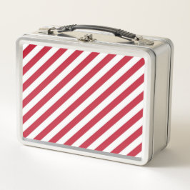 Diagonal red and white stripes pattern metall brotdose
