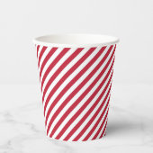 Diagonal red and white stripes pattern pappbecher (Vorderseite)
