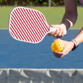 Diagonal red and white stripes pattern pickleball schläger