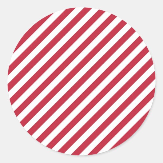 Diagonal red and white stripes pattern runder aufkleber (Vorderseite)