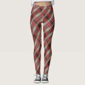 Diagonal Red Black Green Plaid Fabric Leggings (Vorderseite)