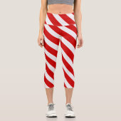 Diagonal Red Stripe Capri Leggings (Vorderseite)