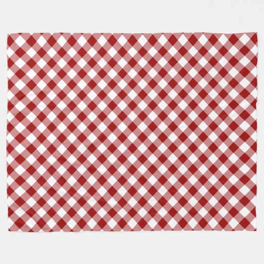 Diagonal Red und White Gingham Kariert Fleecedecke (Vorderseite (Horizontal))