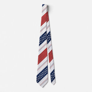 Diagonal Red White Blue Stars & Stripes Pattern Krawatte