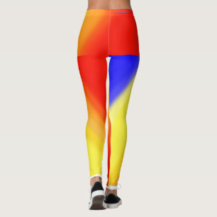 Diagonal Red Yellow Blue Waves Leggings