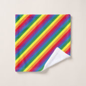 Diagonal-Regenbogenmuster Badhandtuch Set (Waschlappen)
