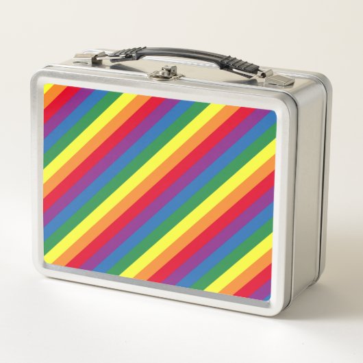 Diagonal-Regenbogenmuster Metall Brotdose (Vorderseite)