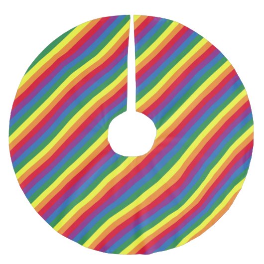 Diagonal-Regenbogenmuster Polyester Weihnachtsbaumdecke (Vorderseite)