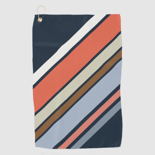 Diagonal Retro Design Streifen Golfhandtuch (Vorderseite)