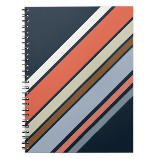 Diagonal Retro Design Streifen Notizblock (Vorderseite)