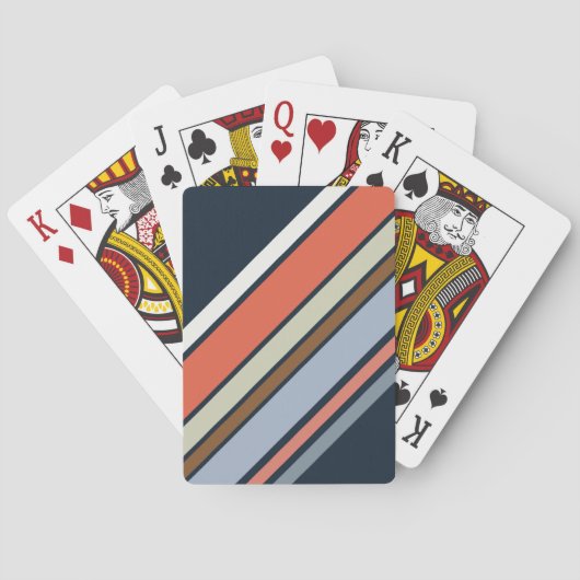 Diagonal Retro Design Streifen Spielkarten (Rückseite)