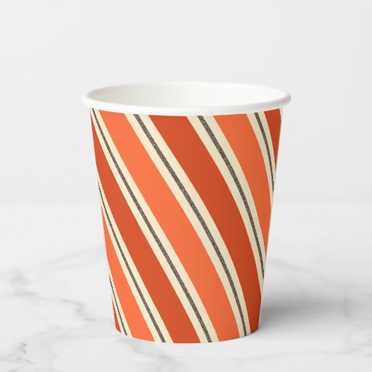 Diagonal Retro Orange Candy Strip Paper Cup Pappbecher (Rückseite)