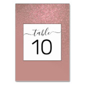 Diagonal Rose Gold Glitzer Gradient Ombre Tischnummer (Vorderseite)