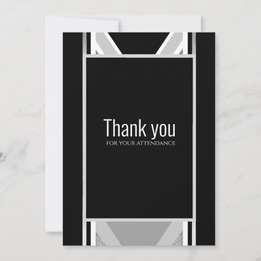 Diagonal schwarz, grau, metallisch gestreift danke (Vorderseite)