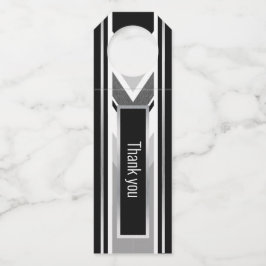 Diagonal, schwarz, grau, metallisch gestreift flaschenanhänger