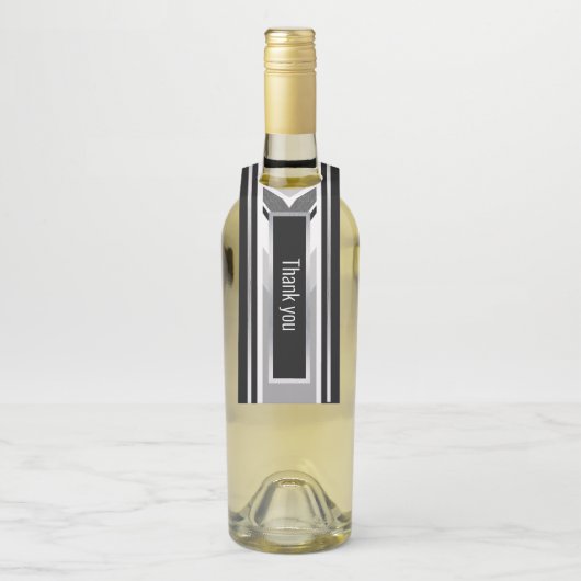 Diagonal, schwarz, grau, metallisch gestreift flaschenanhänger (Auf Flasche)